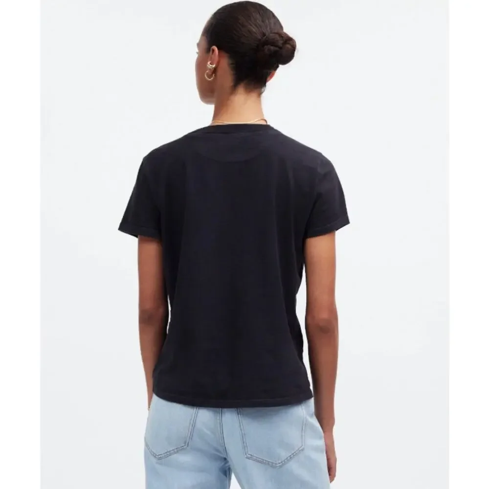 Madewell Premium Standard 01. The Shrunken Tee WMNS XS Black Charcoal Crew Neck